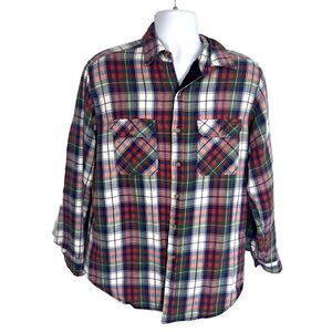 Vtg Woolrich Plaid Flannel Shacket Jacket Overshirt Lined Size Large